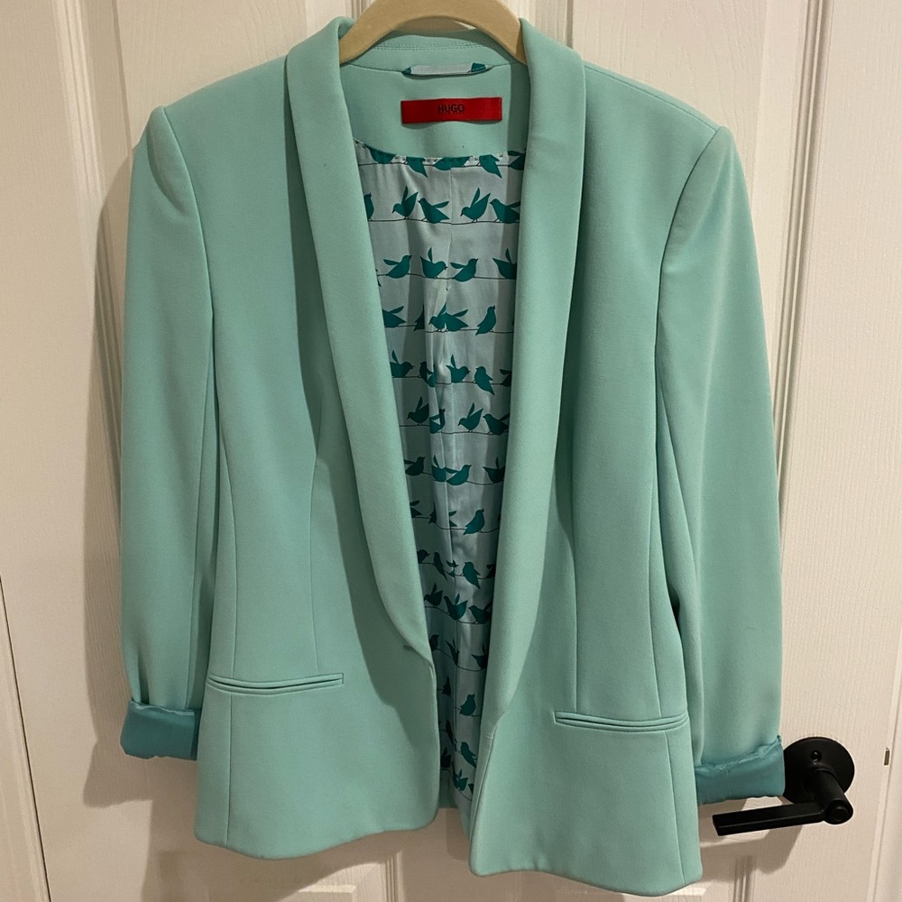 HUGO by HUGO BOSS seafoam grew blazer size 4